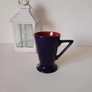 Vintage Art Deco Style Blue Red Ceramic Mug Cup 4''
